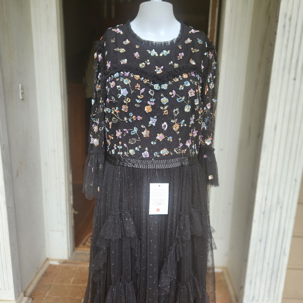 Mesh Embroidered Ruffled Cotragecore Boho Swong Dress - Picture 2 of 10